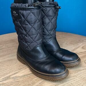 Coach Samara Black Quilted Midi Snow Boots Nylon Leather Women’s Size 6